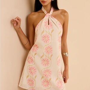 Commense Backless Floral Dress - Pink and Cream